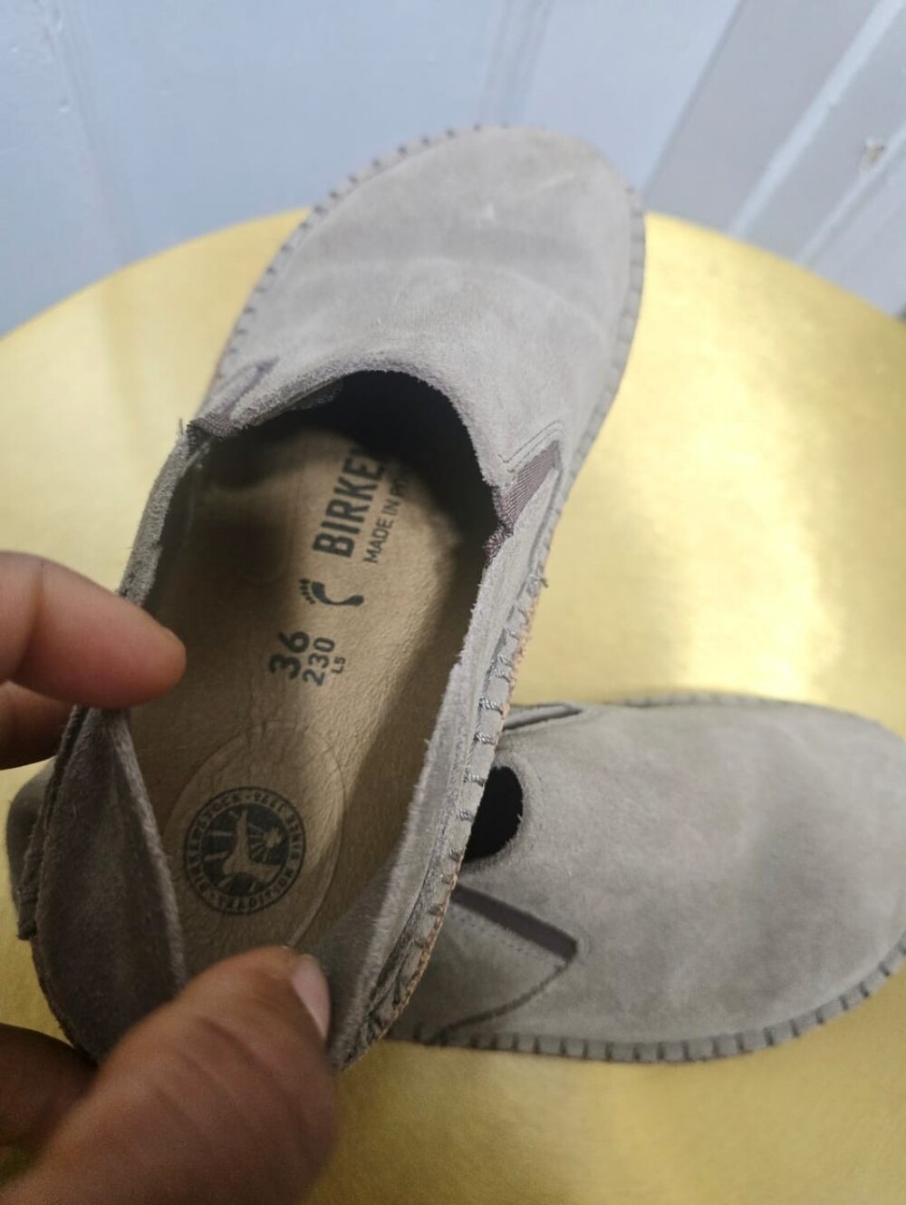 Birkenstock Callan Tan / Gray Taupe Suede Leather Shoes Sz 36 / L5 - Picture 10 of 10